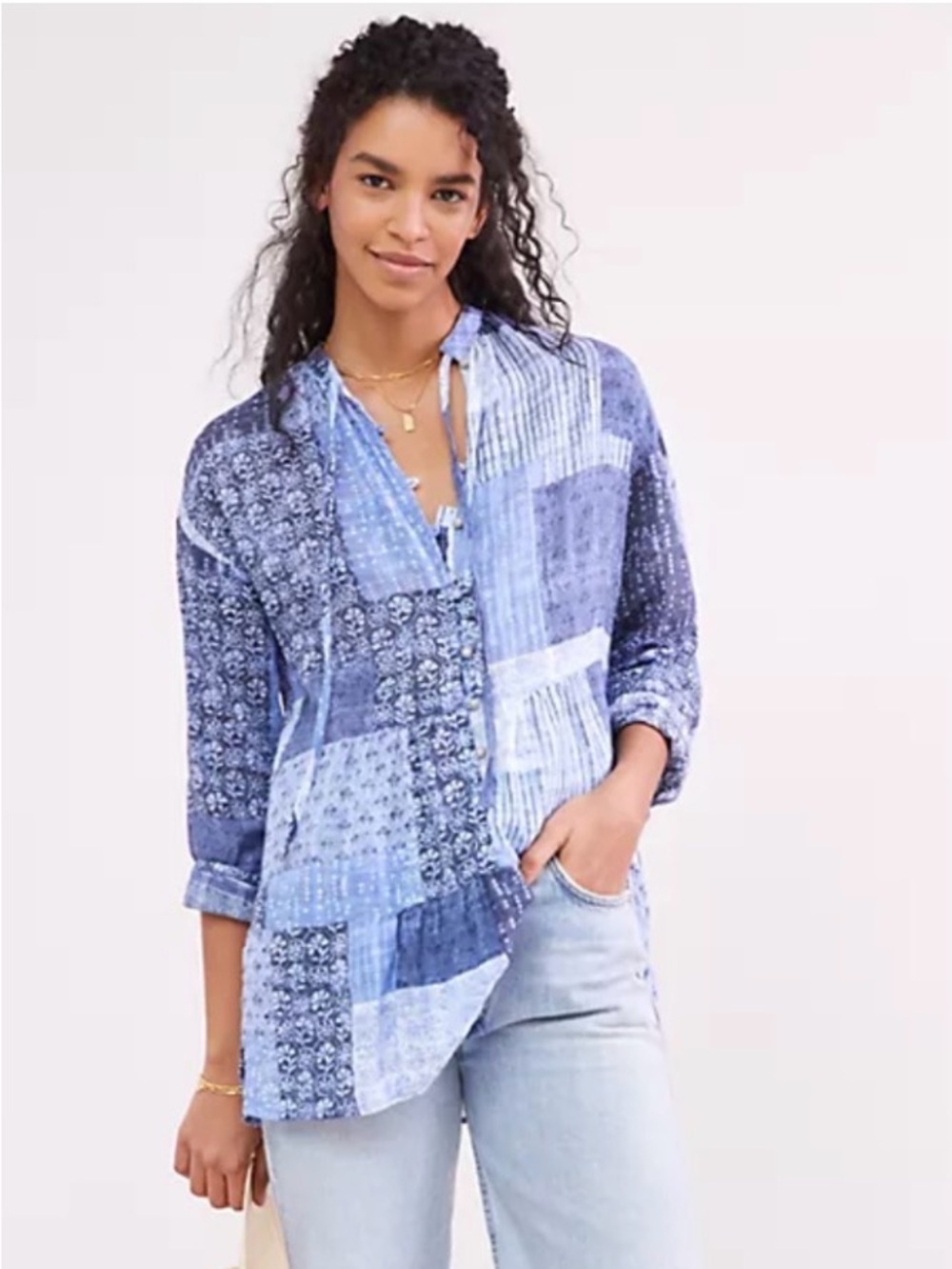Anthropologie Pilcro Tiered Tunic Blouse